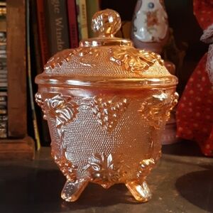 Carnival peach vintage candy dish